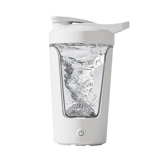 Electric Protein Shaker Bottle with Blender,Plastic Drink Mixer Cup for Coffee Milk Mixing,White